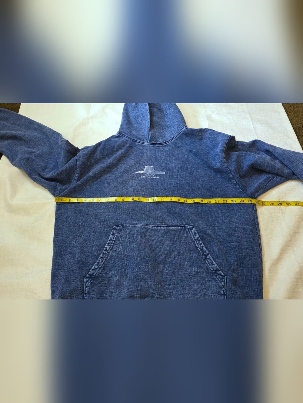 She Is Gracie Lou Blue Acid Wash Hoodie Size XL Heavy Duty Oversized Western - Picture 5 of 8